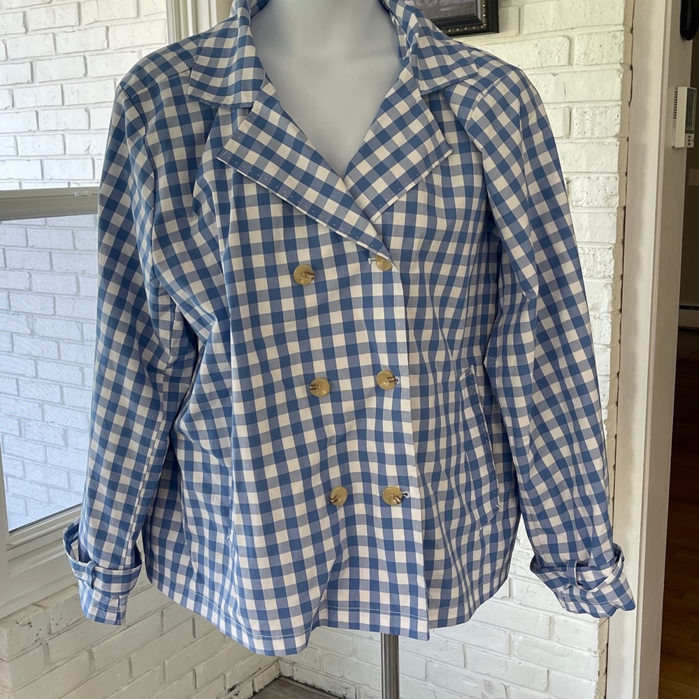 St. John's Bay Blue and White Plaid Blazer - Picture 4 of 16